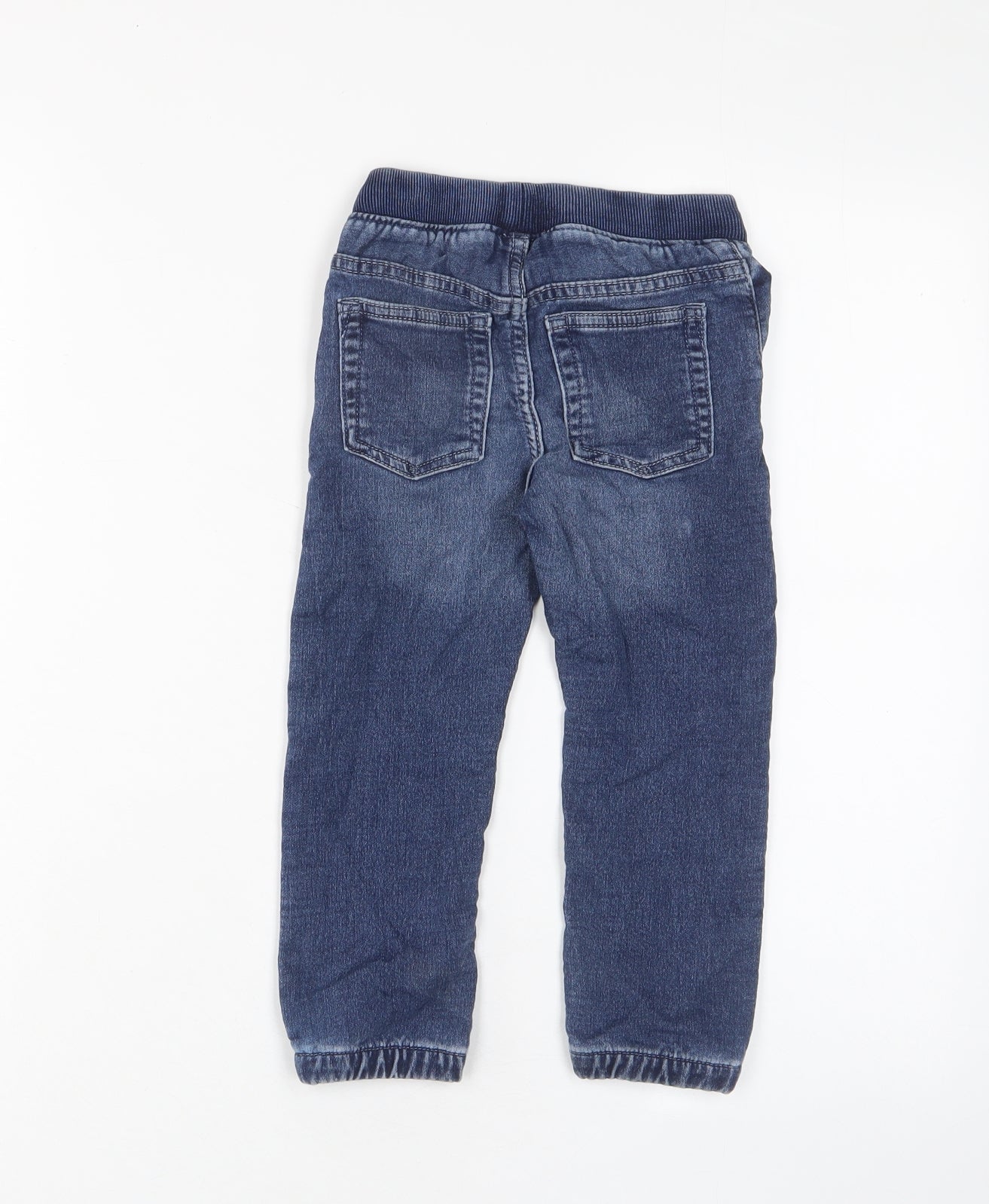 Gap Boys Blue Cotton Straight Jeans Size 3 Years Regular Drawstring - Pockets, Cuffed