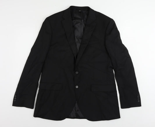 Marks and Spencer Mens Black Polyester Jacket Suit Jacket Size 42 Regular