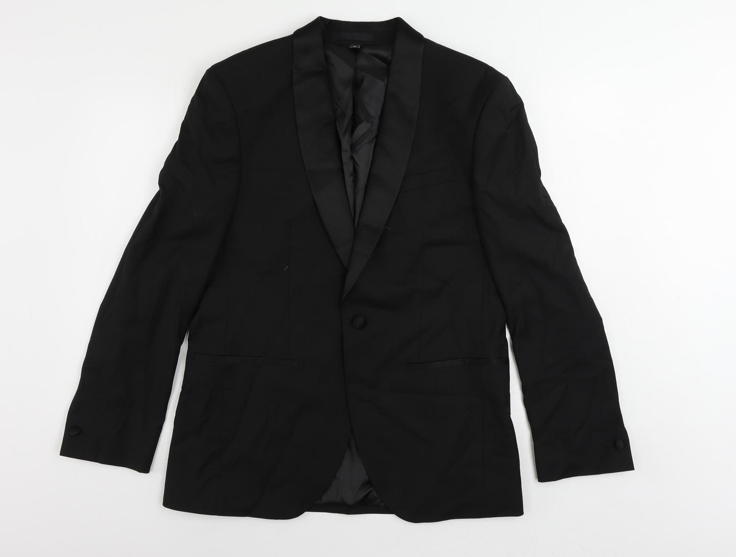 Marks and Spencer Mens Black Polyester Tuxedo Suit Jacket Size 38 Regular