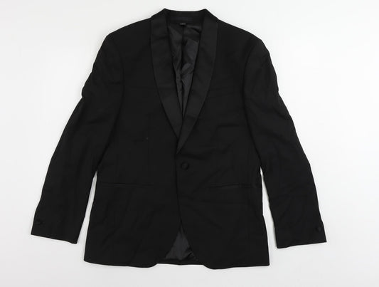 Marks and Spencer Mens Black Polyester Tuxedo Suit Jacket Size 38 Regular