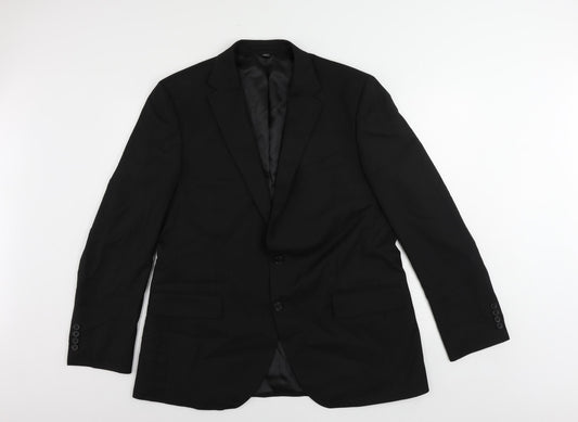 Marks and Spencer Mens Black Polyester Jacket Suit Jacket Size 44 Regular