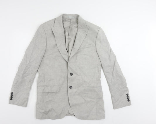 Marks and Spencer Mens Grey Geometric Linen Jacket Suit Jacket Size 38 Regular