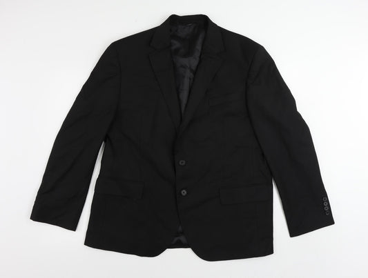 Marks and Spencer Mens Black Polyester Jacket Suit Jacket Size 44 Regular