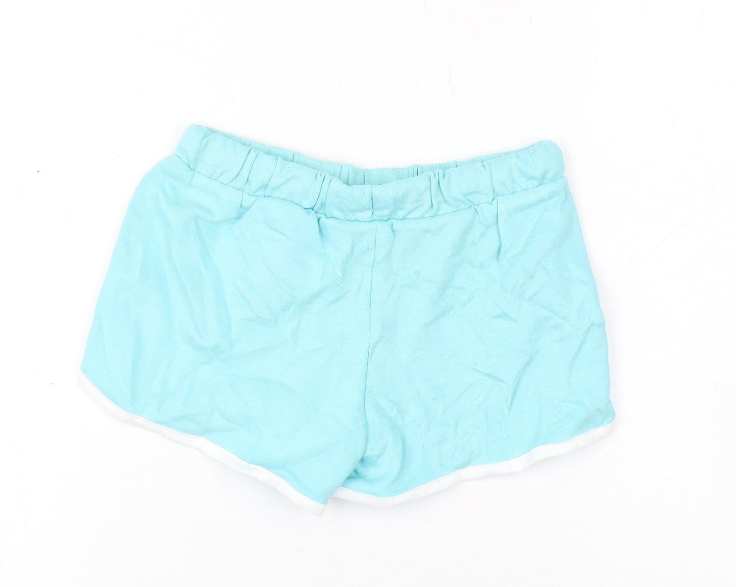 Marks and Spencer Girls Blue Cotton Bermuda Shorts Size 6-7 Years Regular Drawstring