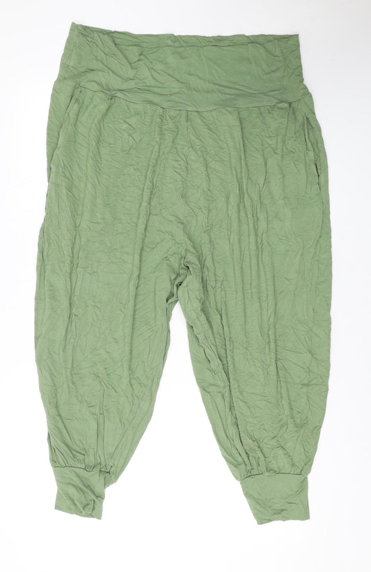 Marks and Spencer Womens Green Viscose Harem Trousers Size 22 L22 in Regular