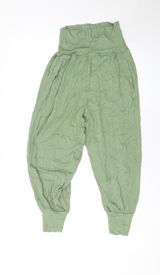 Marks and Spencer Womens Green Viscose Harem Trousers Size 6 L21 in Regular