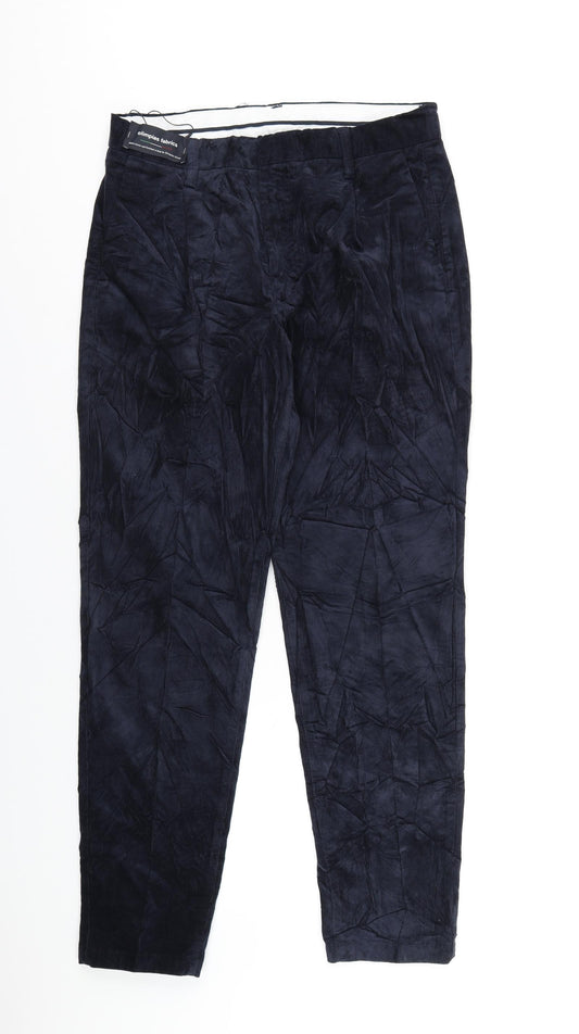 Autograph Mens Blue Cotton Trousers Size 30 in L31 in Regular Zip