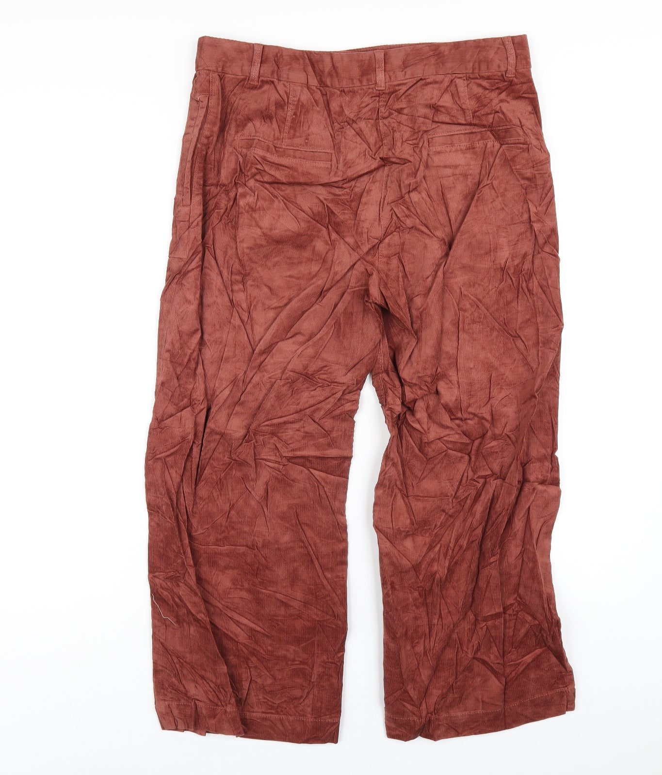 Per Una Womens Brown Cotton Trousers Size 14 L24 in Regular Zip