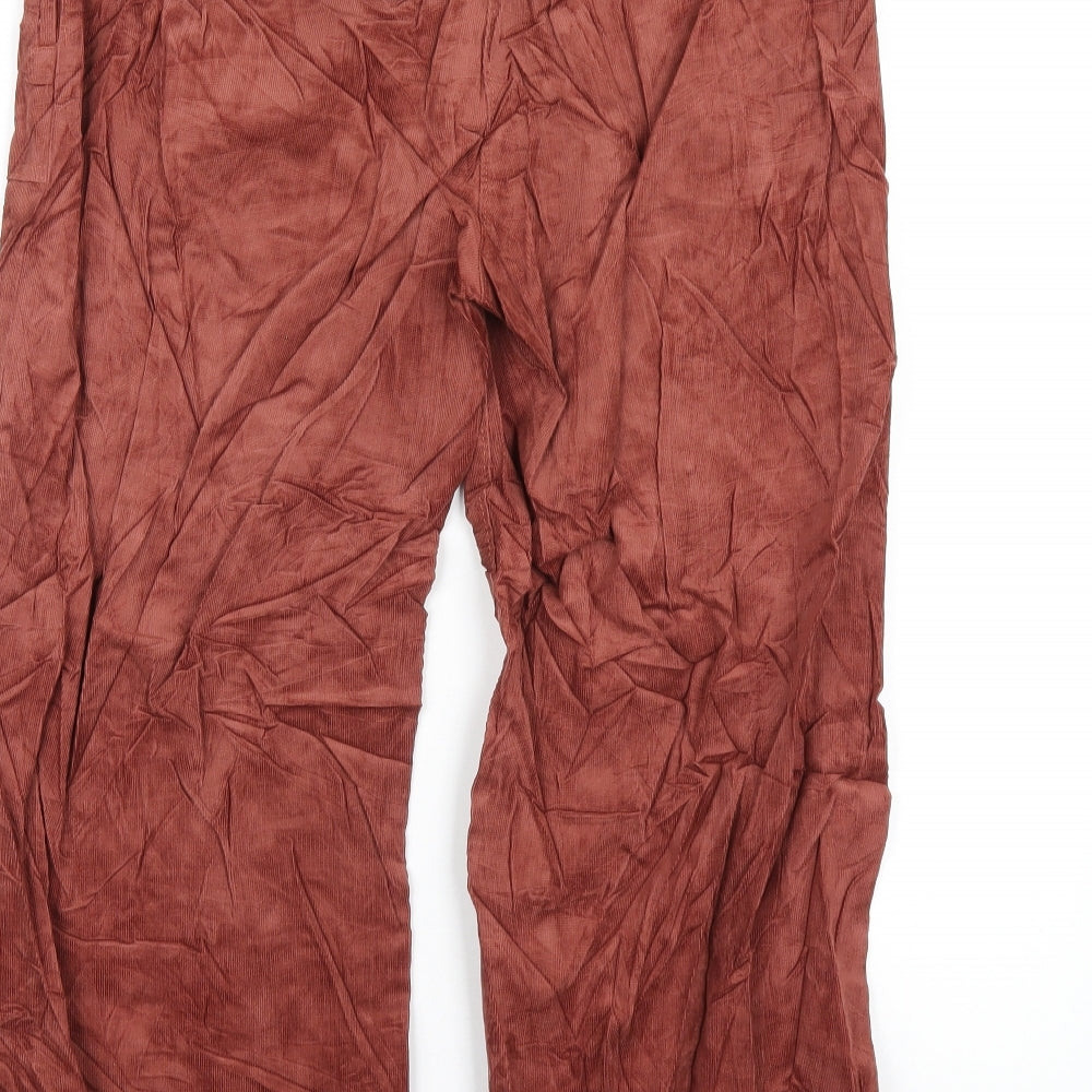 Per Una Womens Brown Cotton Trousers Size 14 L24 in Regular Zip