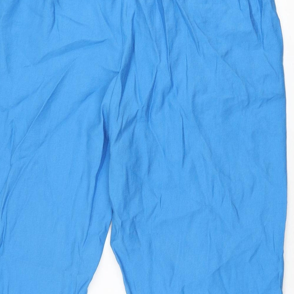 Marks and Spencer Womens Blue Lyocell Trousers Size 20 L25 in Regular Drawstring