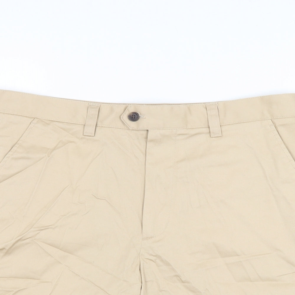 Zara Mens Beige Cotton Chino Shorts Size 32 in L8 in Regular Zip