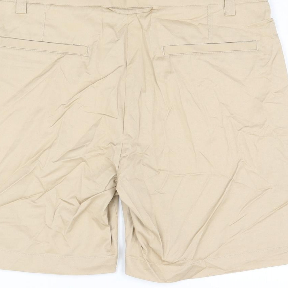 Zara Mens Beige Cotton Chino Shorts Size 32 in L8 in Regular Zip