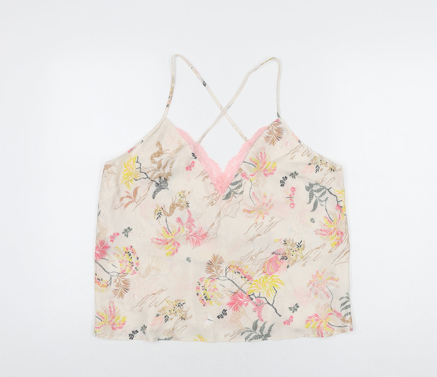 Marks and Spencer Womens Pink Floral Polyester Cami Pyjama Top Size 16