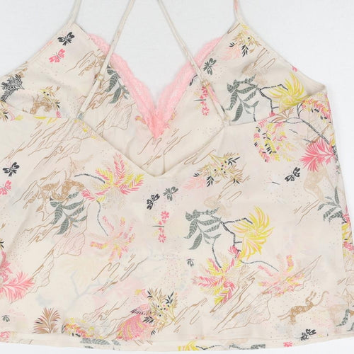 Marks and Spencer Womens Pink Floral Polyester Cami Pyjama Top Size 16