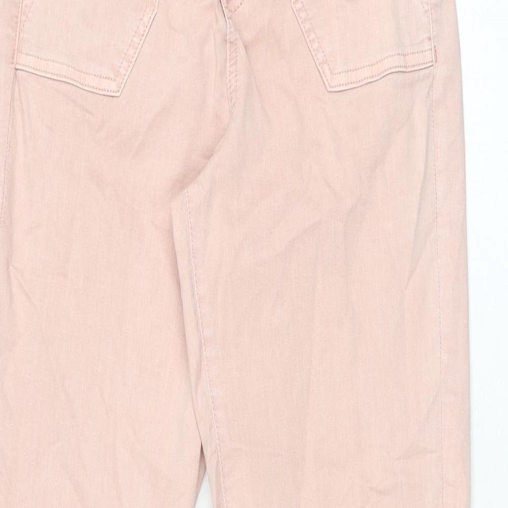 Marks and Spencer Womens Pink Cotton Trousers Size 6 L29.5 in Regular Zip