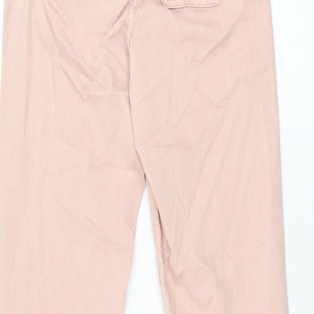 Marks and Spencer Womens Pink Cotton Trousers Size 6 L29.5 in Regular Zip