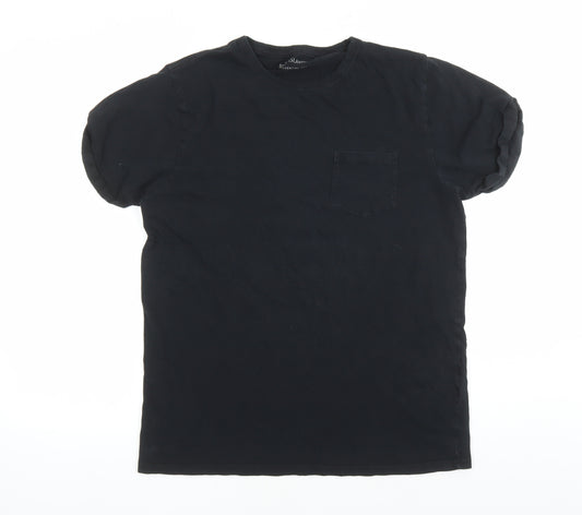 river is Mens Black Cotton T-Shirt Size M Crew Neck - Pocket Detail