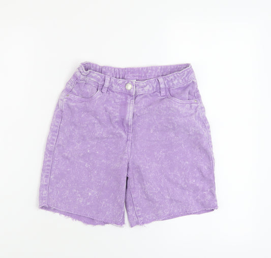 NEXT Girls Purple Cotton Bermuda Shorts Size 10 Years Regular Zip