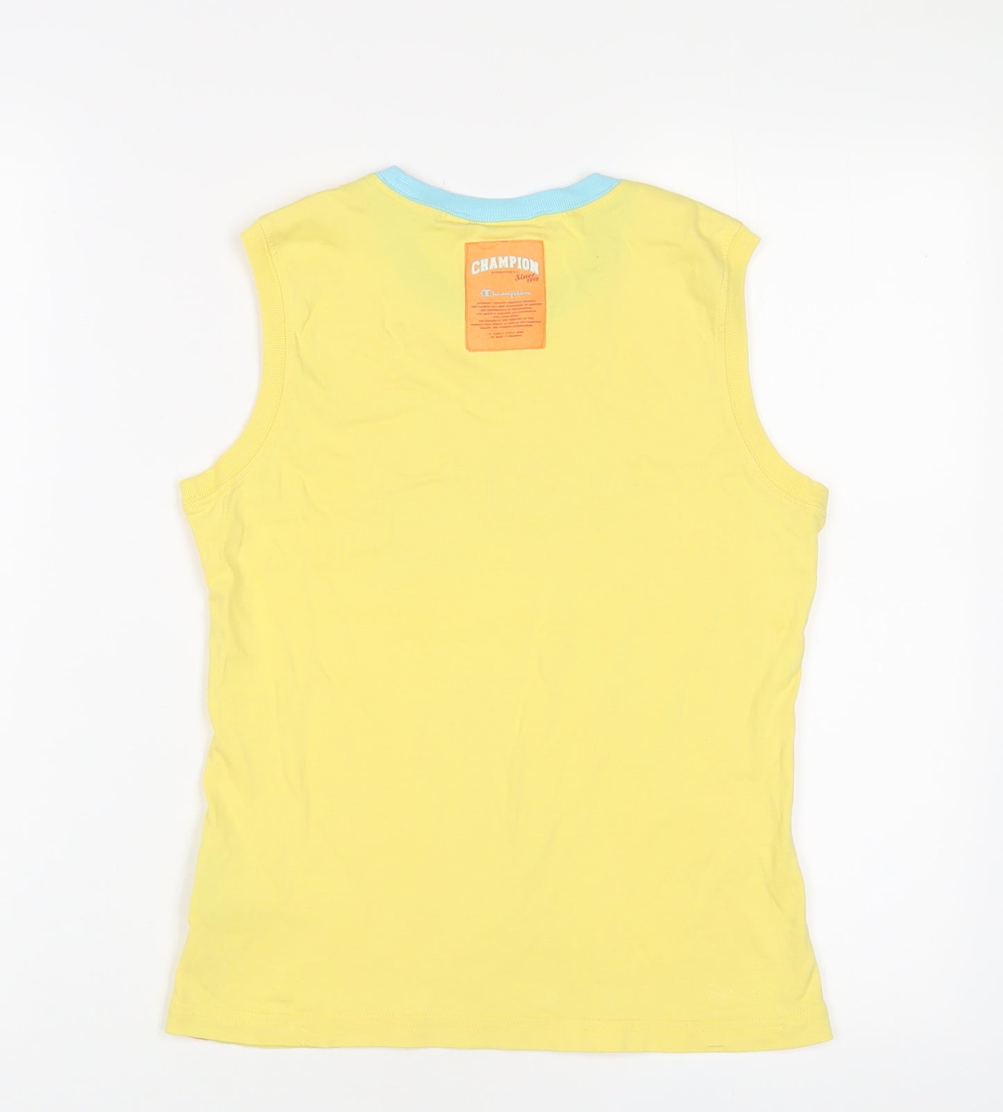 Champion Boys Yellow Cotton Basic Tank Size 14-15 Years Crew Neck Pullover - Logo