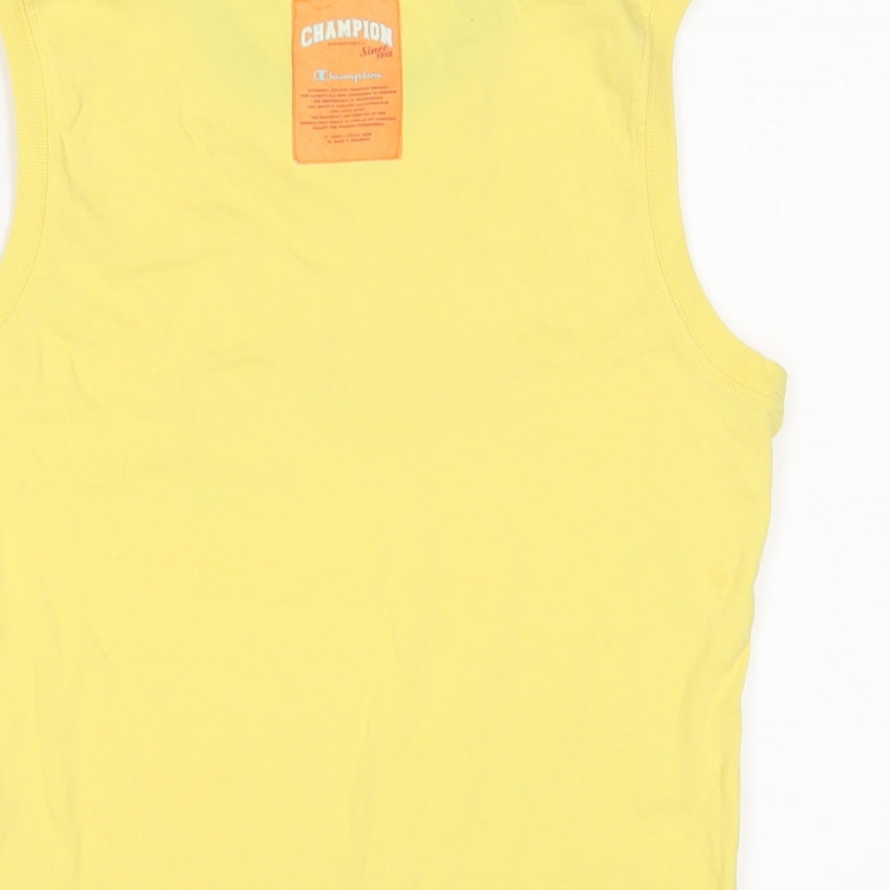 Champion Boys Yellow Cotton Basic Tank Size 14-15 Years Crew Neck Pullover - Logo