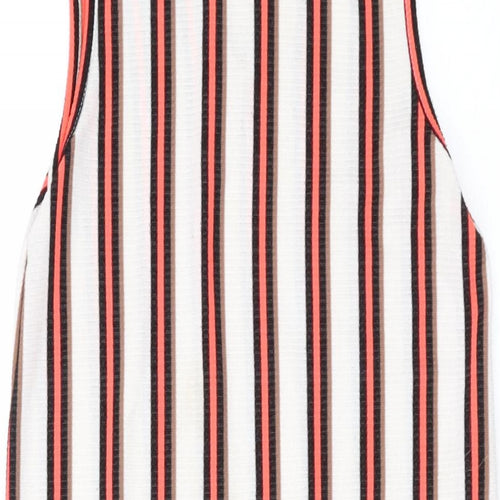 River Island Girls Multicoloured Striped Polyester Tank Dress Size 9-10 Years Mock Neck Button