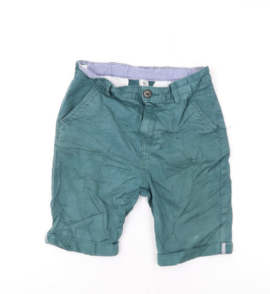 TU Boys Green Cotton Chino Shorts Size 10 Years L6 in Regular Zip