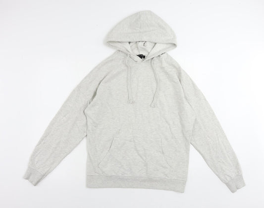 New Look Womens Grey Cotton Pullover Hoodie Size S Pullover - Oversized