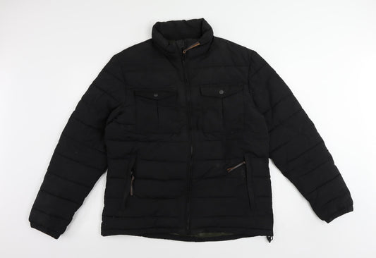 NEXT Mens Black Quilted Jacket Size L Zip