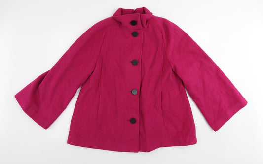 Marks and Spencer Womens Pink Pea Coat Coat Size 12 Button