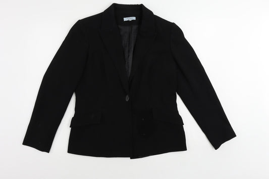 Anne Brooks Womens Black Jacket Blazer Size 14 Button