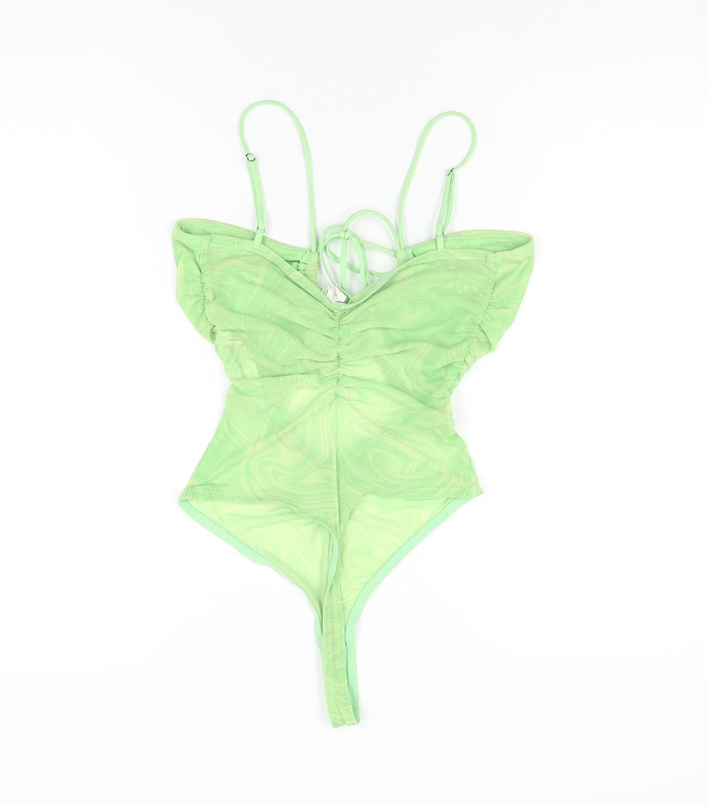 Out From Under Womens Green Geometric Nylon Bodysuit One-Piece Size M Snap