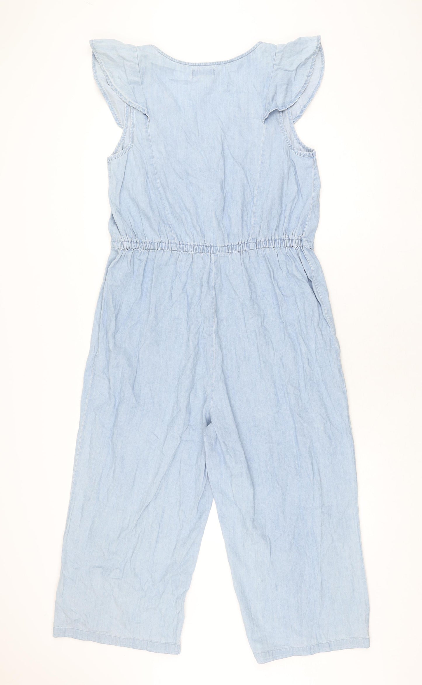 Papaya Womens Blue Cotton Jumpsuit One-Piece Size 12 L20 in Button