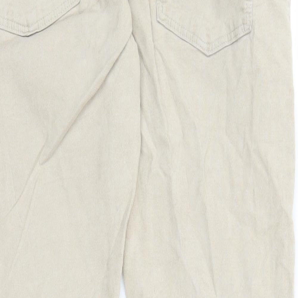 Marks and Spencer Mens Beige Cotton Trousers Size 34 in L31 in Slim Zip - Pockets