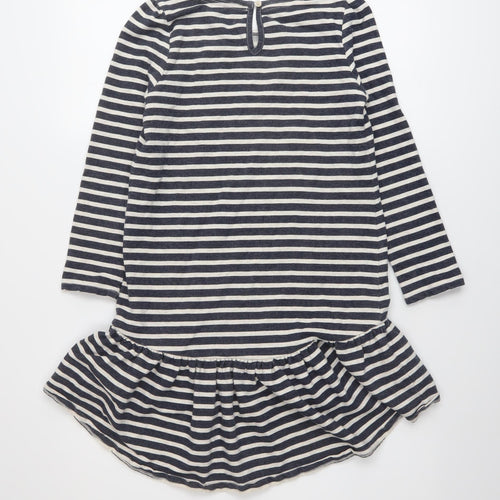 Monsoon Girls Blue Striped Cotton Trapeze & Swing Size 9-10 Years Round Neck Pullover