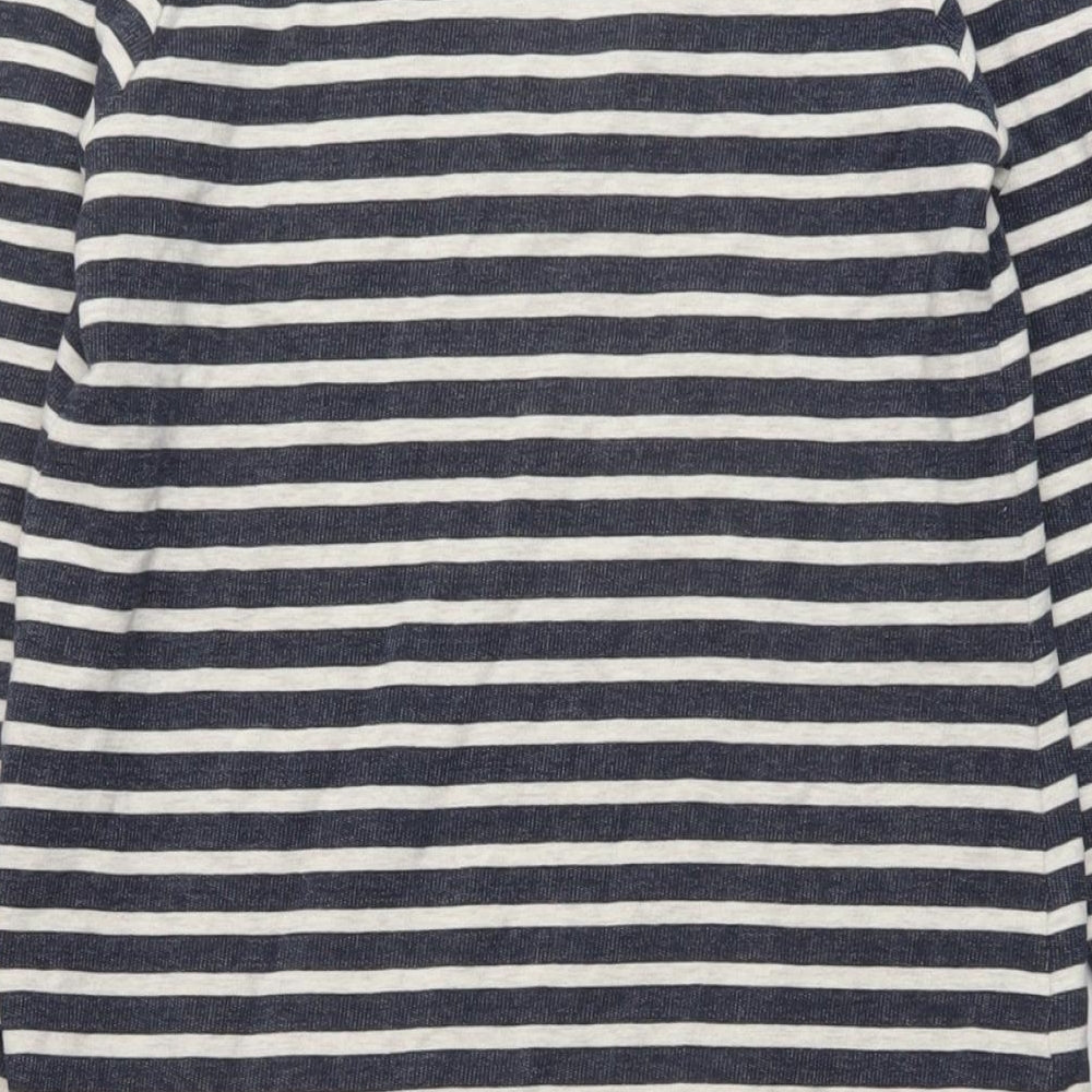 Monsoon Girls Blue Striped Cotton Trapeze & Swing Size 9-10 Years Round Neck Pullover