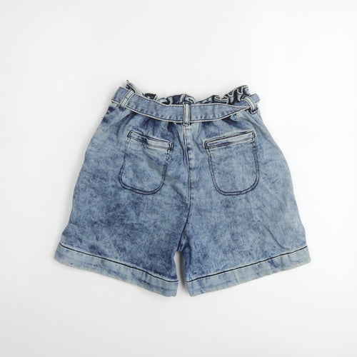 NEXT Girls Blue Cotton Paperbag Shorts Size 11 Years Regular Zip