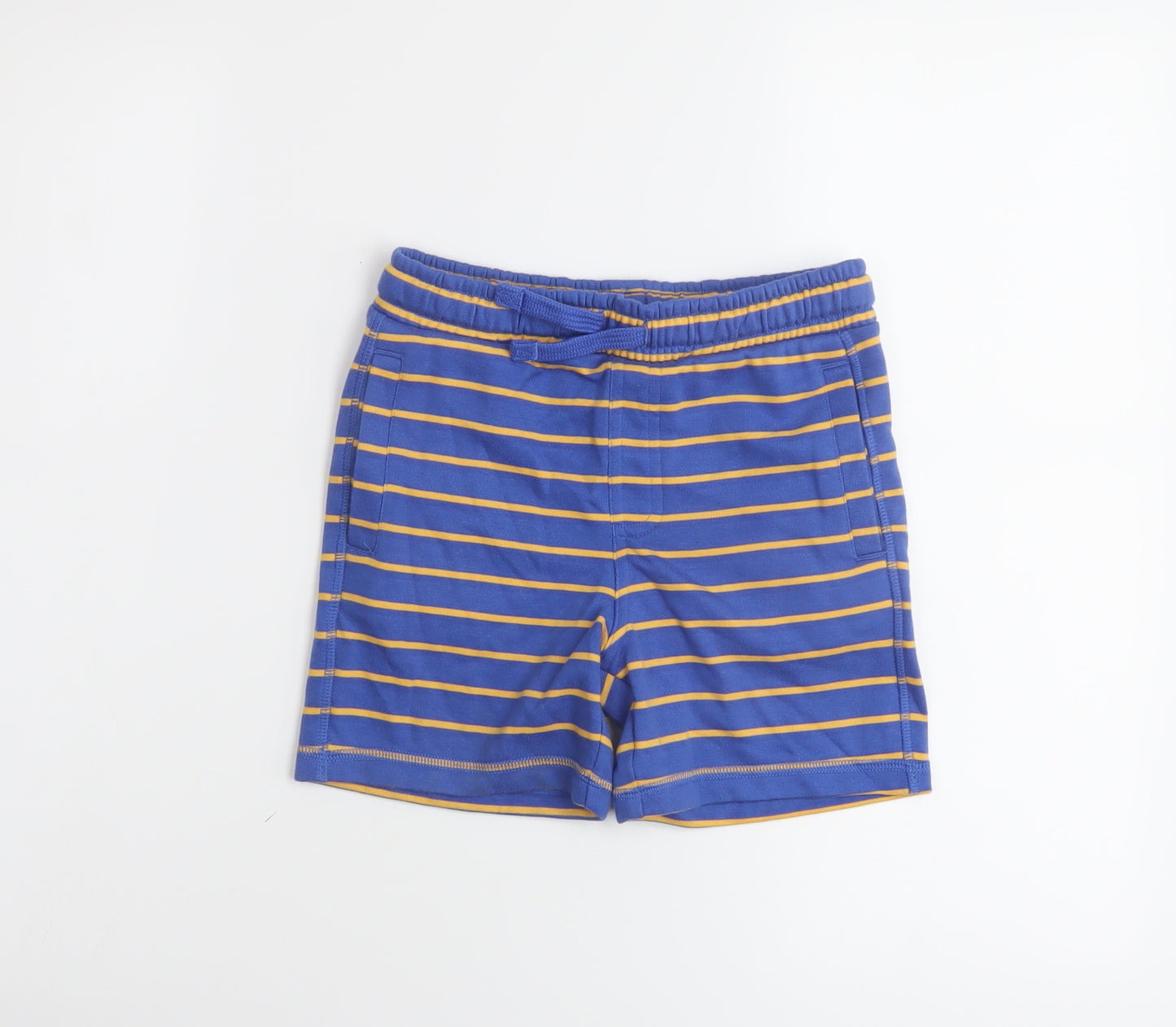 Marks and Spencer Boys Black Striped Cotton Sweat Shorts Size 5-6 Years Regular Drawstring