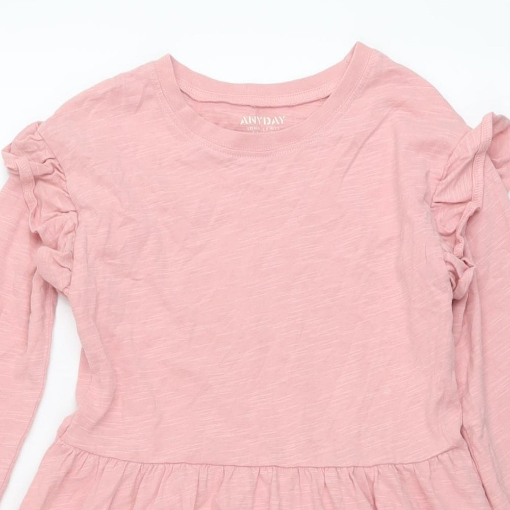 John Lewis Girls Pink Cotton A-Line Size 8 Years Crew Neck Pullover