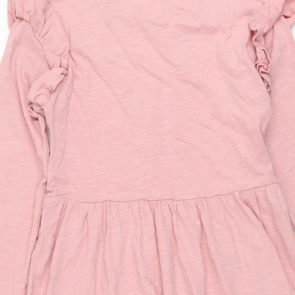 John Lewis Girls Pink Cotton A-Line Size 8 Years Crew Neck Pullover