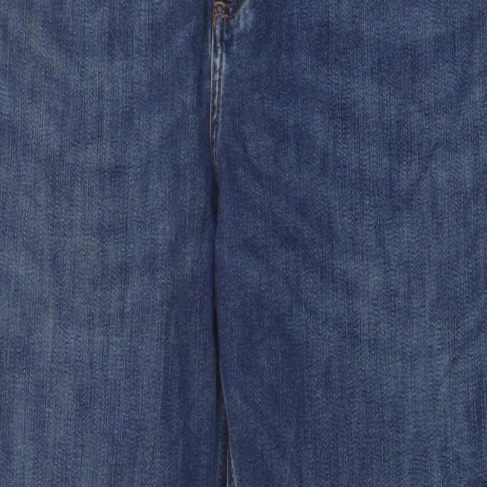 Marks and Spencer Mens Blue Cotton Straight Jeans Size 36 in L33 in Regular Button