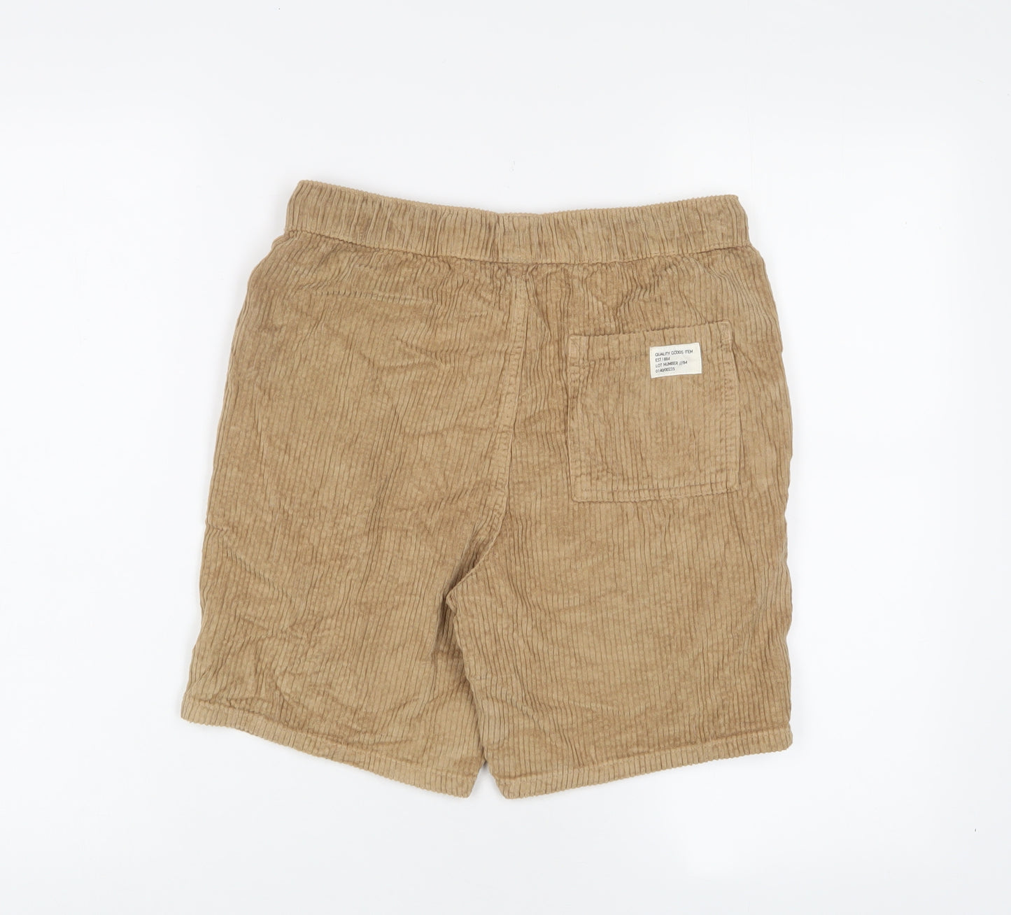 Marks and Spencer Boys Brown Cotton Bermuda Shorts Size 9-10 Years L6 in Regular Drawstring - Pockets