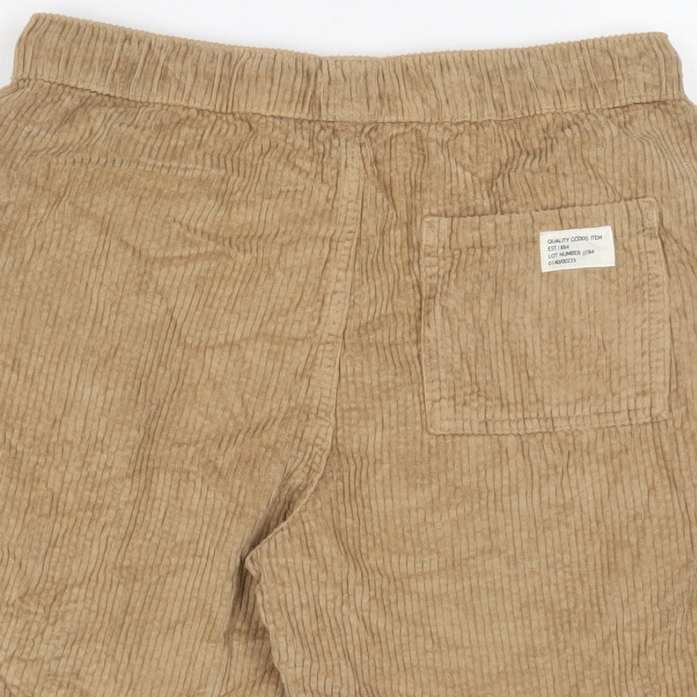 Marks and Spencer Boys Brown Cotton Bermuda Shorts Size 9-10 Years L6 in Regular Drawstring - Pockets