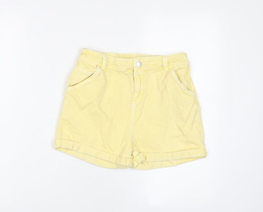 TU Girls Yellow Cotton Bermuda Shorts Size 11 Years L3 in Regular Zip - Pockets