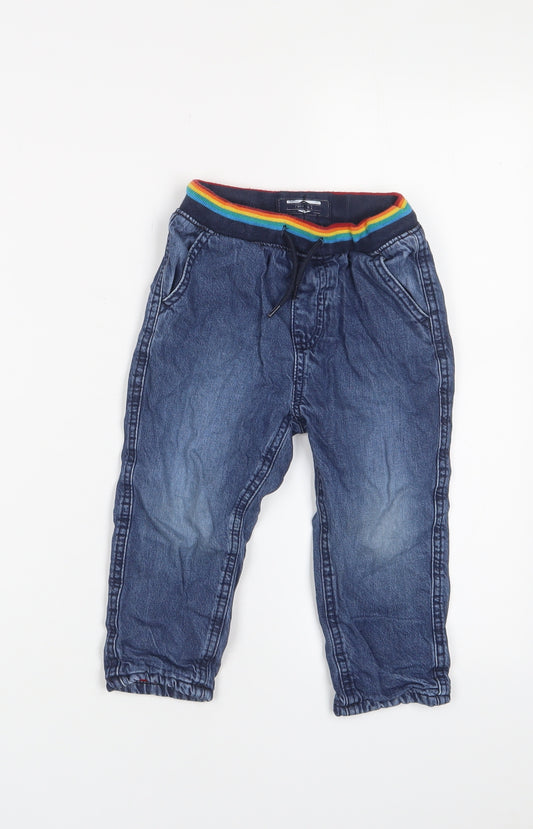 NEXT Boys Blue Cotton Straight Jeans Size 2 Years Regular Drawstring - 1.5-2 Years