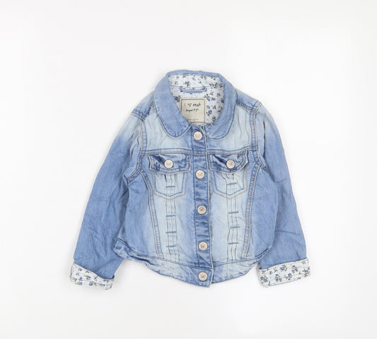 NEXT Girls Blue Jacket Size 3-4 Years Snap