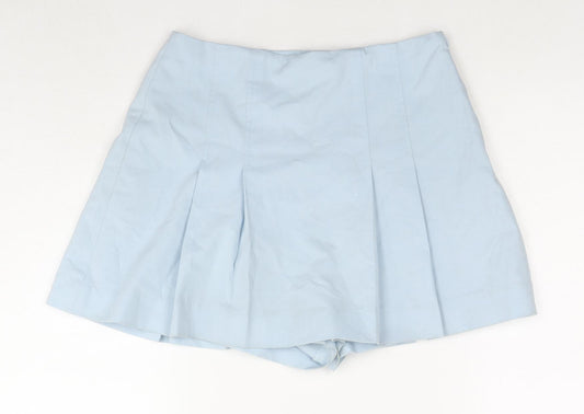 Zara Womens Blue Polyester Hot Pants Shorts Size S L3 in Regular Zip - Skort