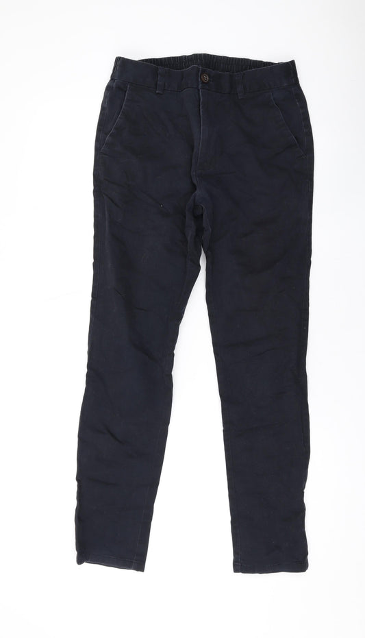 NEXT Mens Black Cotton Chino Trousers Size 30 in L28 in Regular Zip