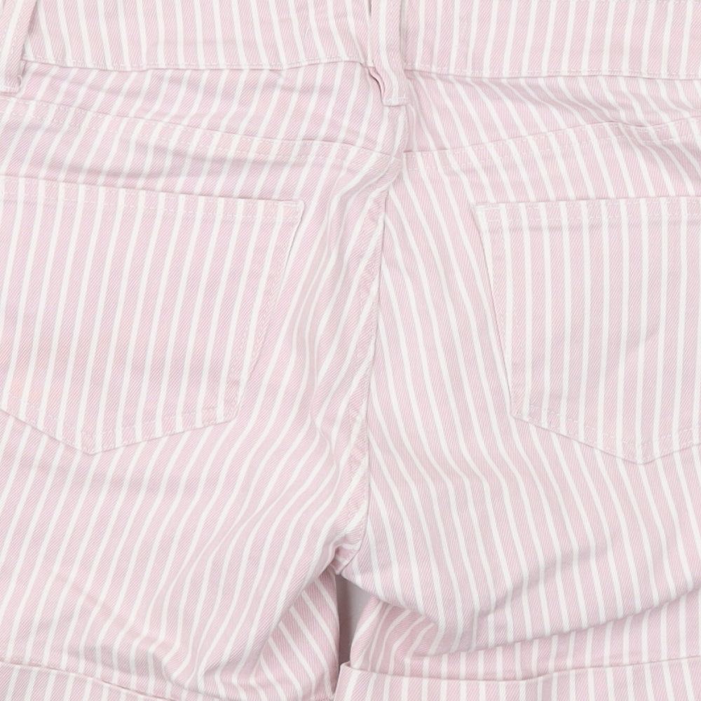 NEXT Womens Purple Striped Cotton Hot Pants Shorts Size 10 Regular Zip