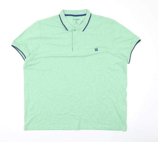 LC Waikiki Mens Green Cotton Polo Size 3XL Collared Button