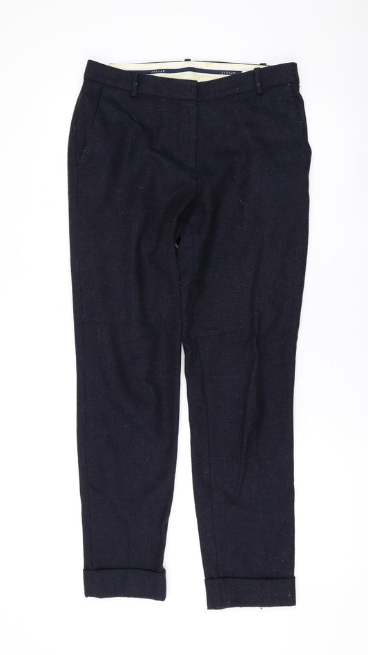 Jigsaw Womens Black Wool Trousers Size 8 L27 in Regular Zip